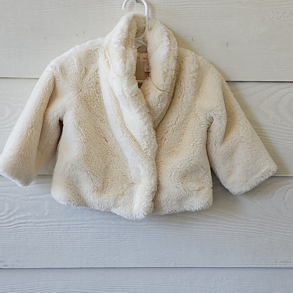 Cat & Jack Cream Baby Jacket with Faux Fur Trim
